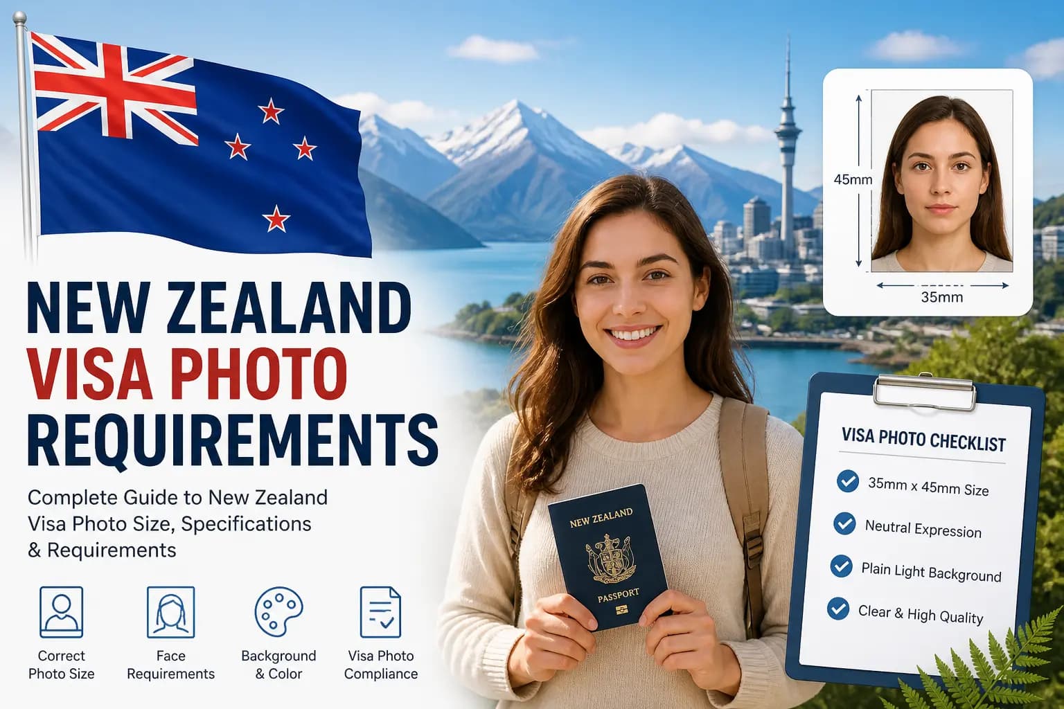 New Zealand Visa Photo Requirements 2026 — Official Size, Format & Upload Rules
